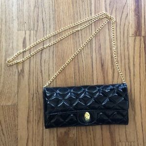 Black patent leather clutch